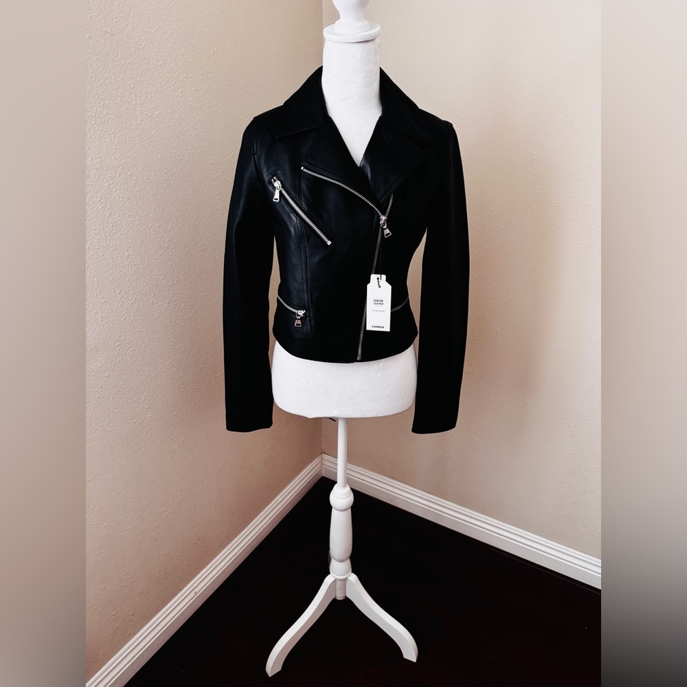 Genuine Black moto Leather Jacket from Express